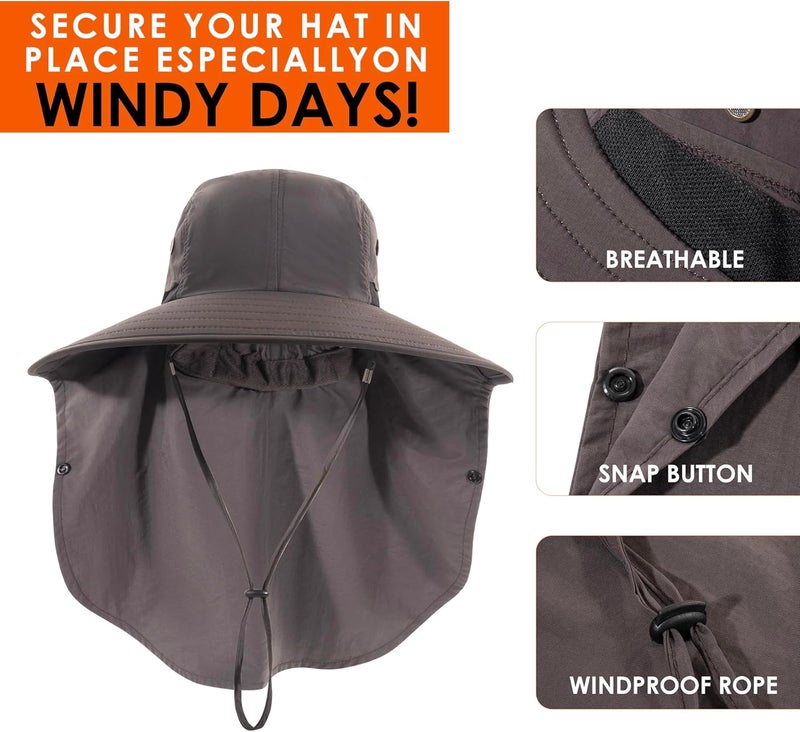 HEEHIPOO Store Mens Women Fishing Hat UPF 50+ Wide Brim Sun Hat with Face Cover & Neck Flap - Image 3